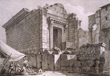 Uitzicht op de Tempel van Aesculapius, uit 